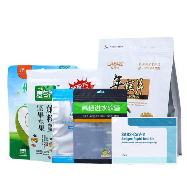 Stand up Bag Flat Bottom Aluminum Foil Gold Color Stamping UV Printing Food