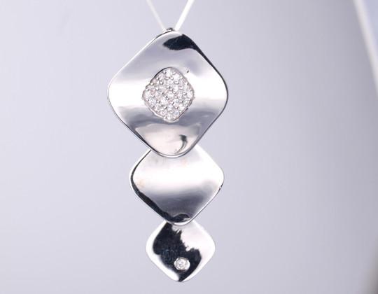 18k White Gold Plating Geometric 925 Sterling Silver Unisex Pendant Cushion