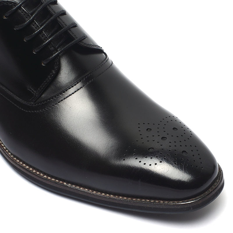 Black Lace Up Mens Genuine Leather Dress Shoes