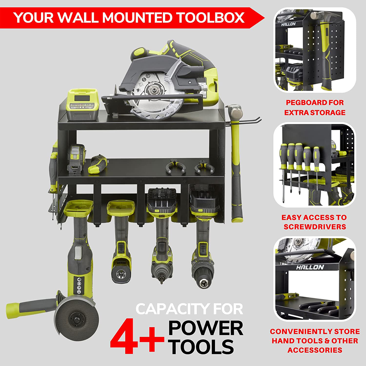 Wall Mounted Metal Drilling Power Tool Storage Racks for Maximum Space Utilization