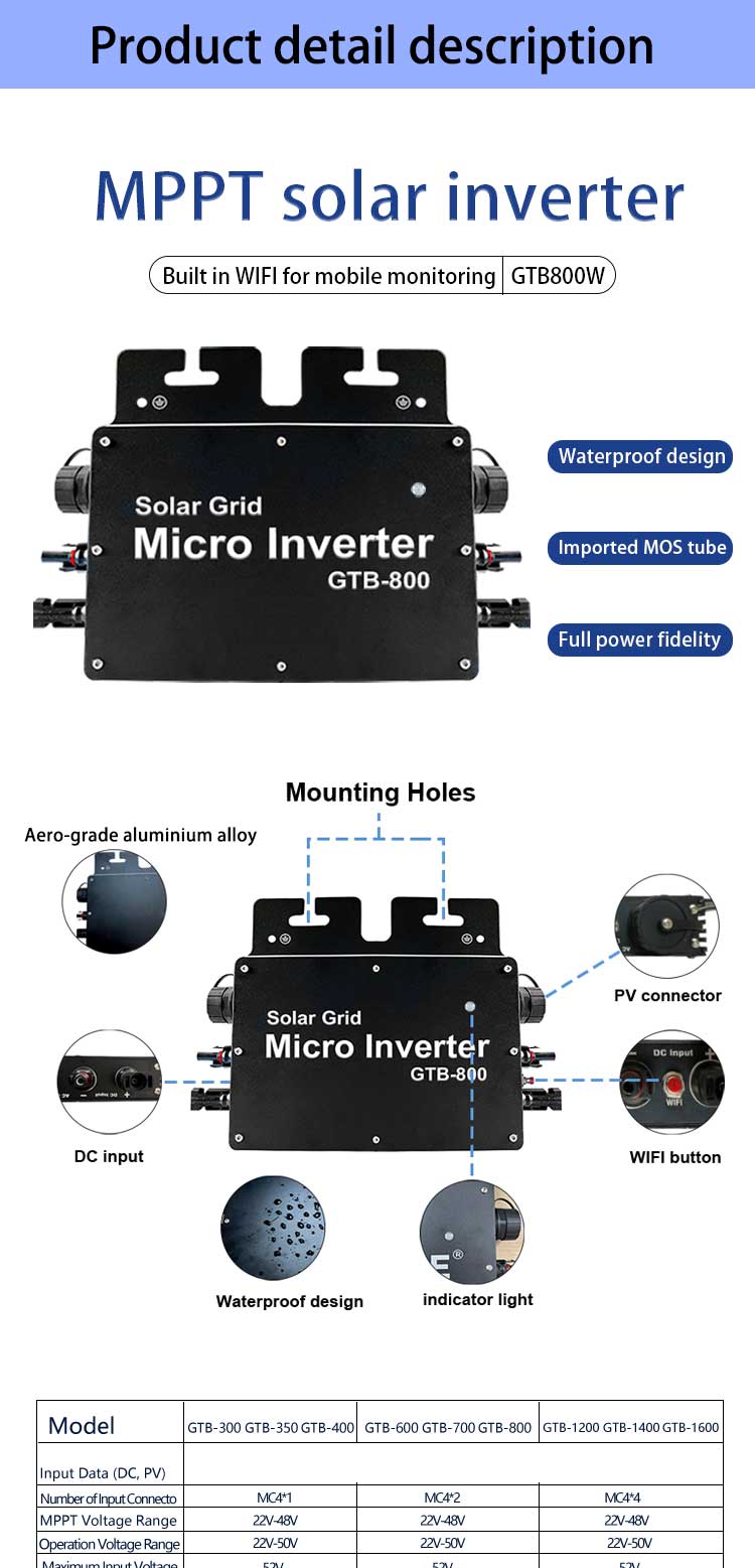 600W 1000W Lowest Price China Wholesale Solar System Micro Inverter Micro Inverter Wvc800 Micro-Inverter
