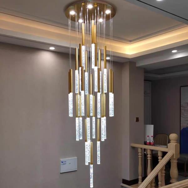 Hotel Corridor Staircase Crystal Stick Pendant Light Balcony Hallway Hanging