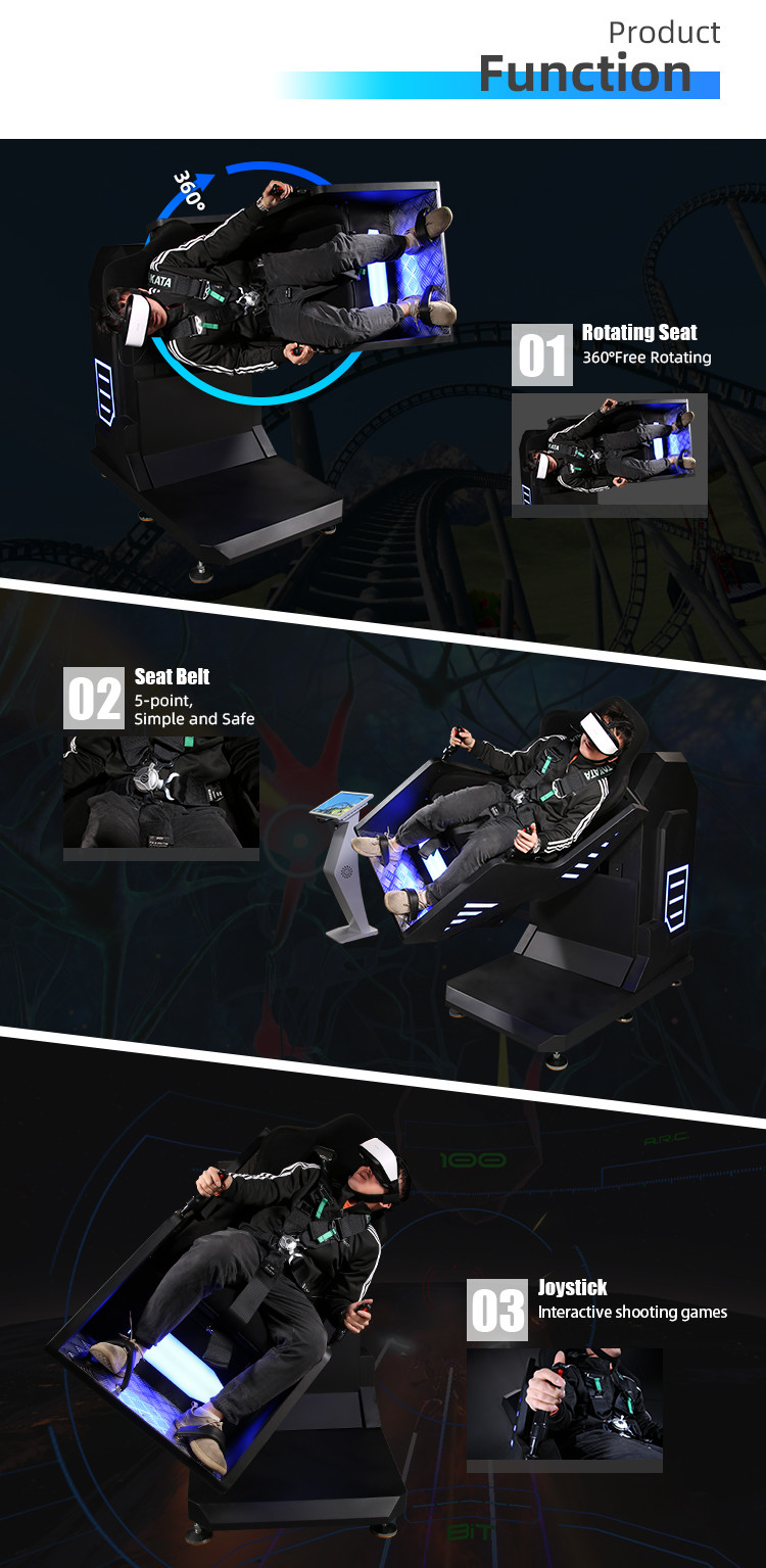 9D 2.5KW Game VR Simulator Pendulum Virtual Reality 360 Rotation Shooting