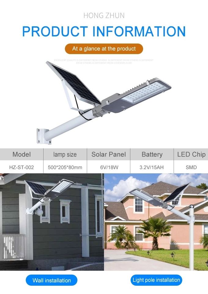 High Lumen 50w Solar Led Street Light SMD Die Cast Aluminum Material