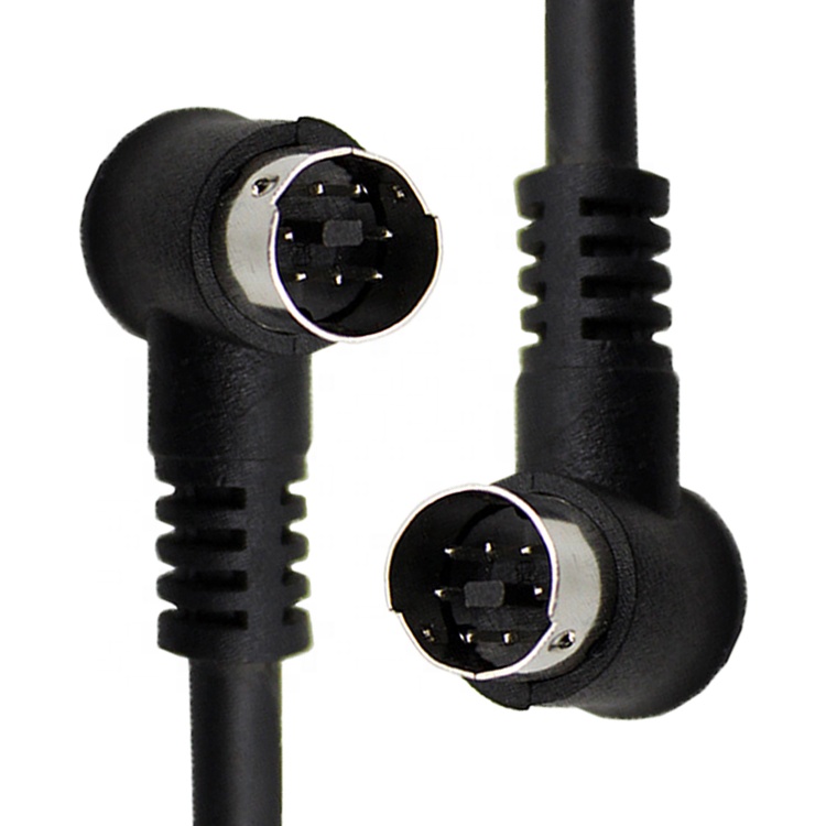 Custom 90 Degree Right Angle L Shape S Video Male to Male Female 7 Pin Mini Din Extension Cable for STB