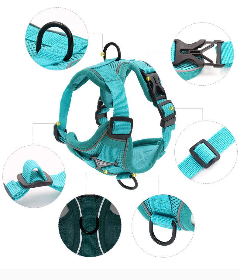 Polyester Reflective Pet Vest 1.5m Traction Leash Blue Dog Harness
