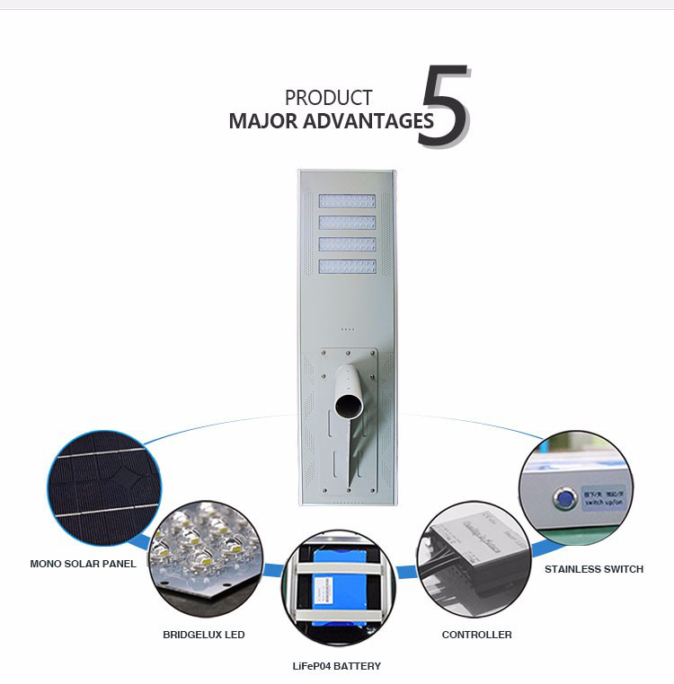 Smart motion sensor outdoor waterproof IP65 integrated all in one led solar street light 8w 15w 20w 30w 40w 80w