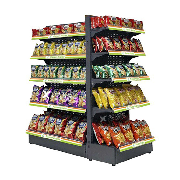 Custom Metal Retail Shelf Display Supermarket Gondola Shelving Rack For Retail Store