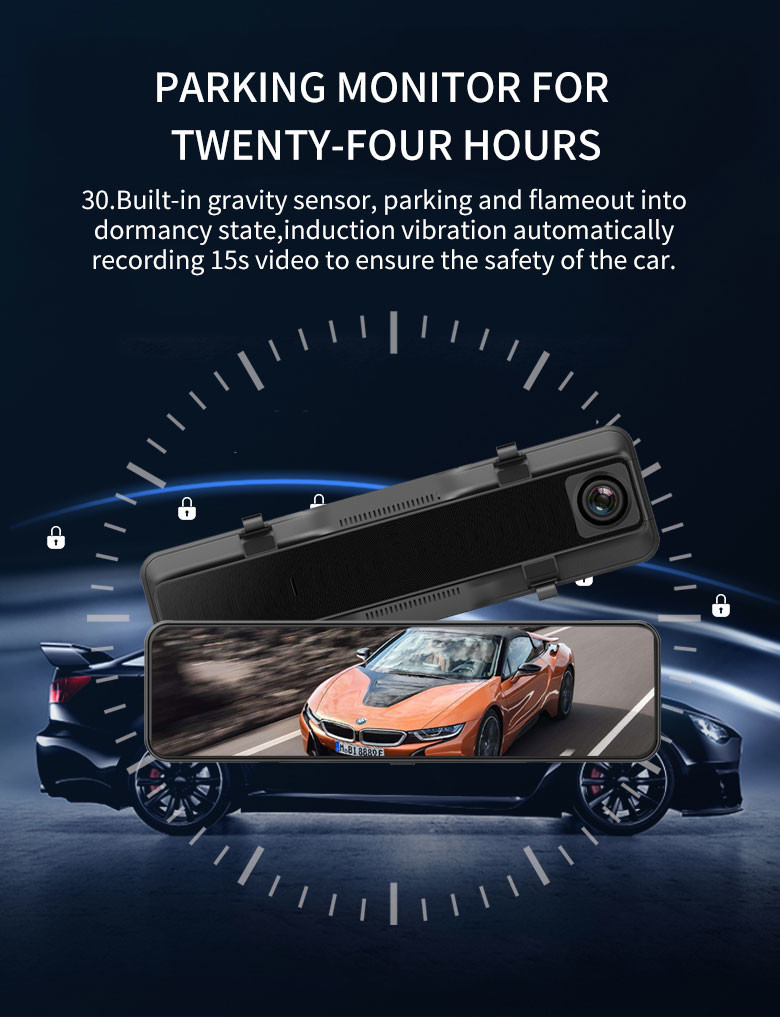 10.88 Inch 4K Dash Camera 1440p Mirror 4k Dual Lens With GPS