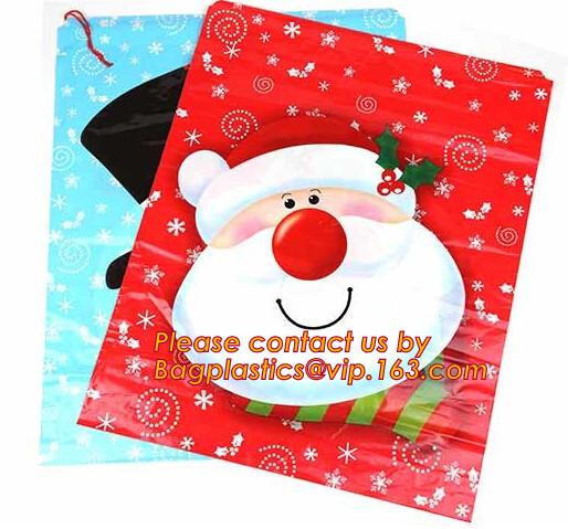Christmas Fancy Gift Poly Bag /drawstring santa sack bag, decoration bags, jumbo