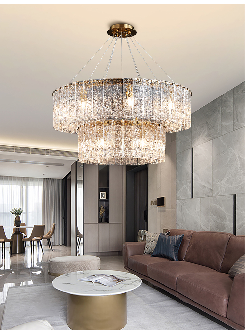 Living room home decor double layer led luxury crystal round chandelier lighting(WH-CY-228)