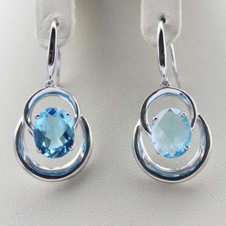 925 Silver 8x10mm Oval Amethyst Cubic Zirconia Dangle Earrings (PSJ03275)