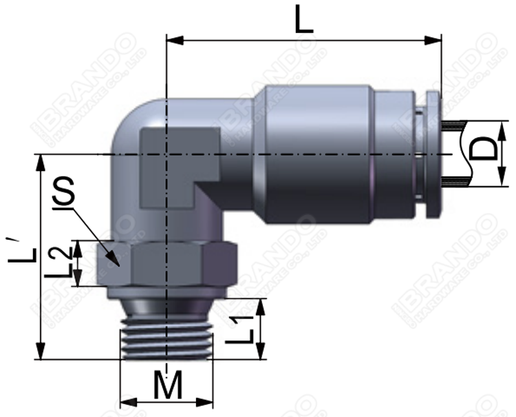 Brass Male 90 Degree Elbow Pneumatic Hose Fittings 1/8'' 1/4'' 3/8'' 1/2''