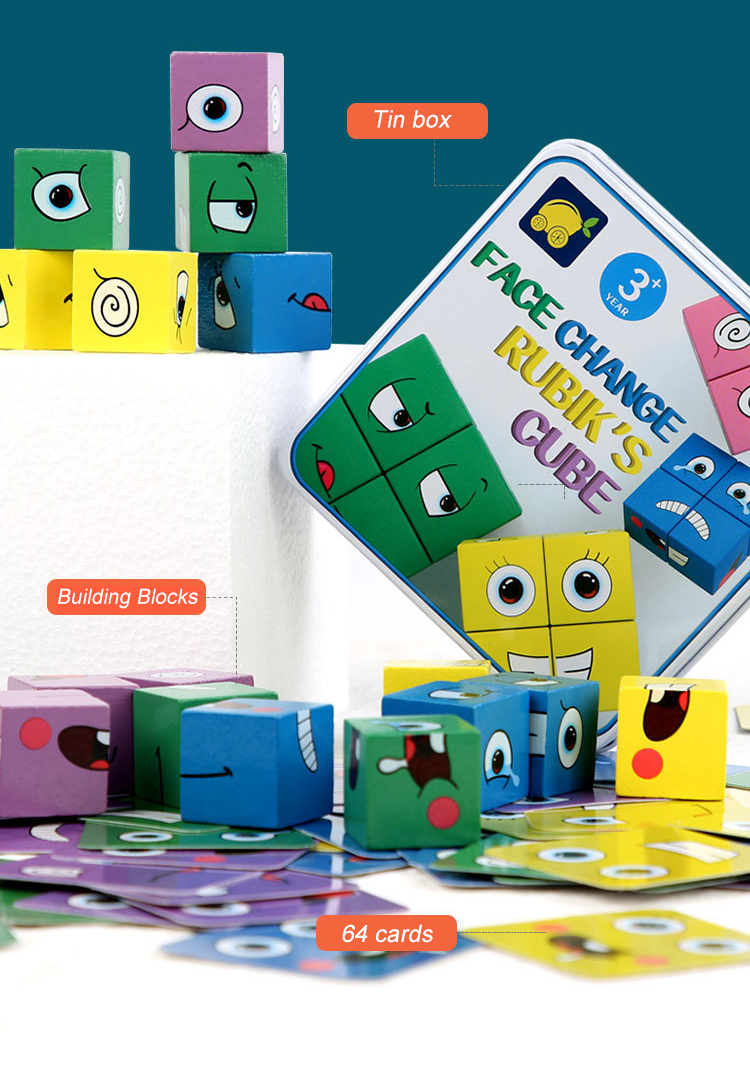 Children Baby Developmental Toys 3D Face Changing Building Blocks