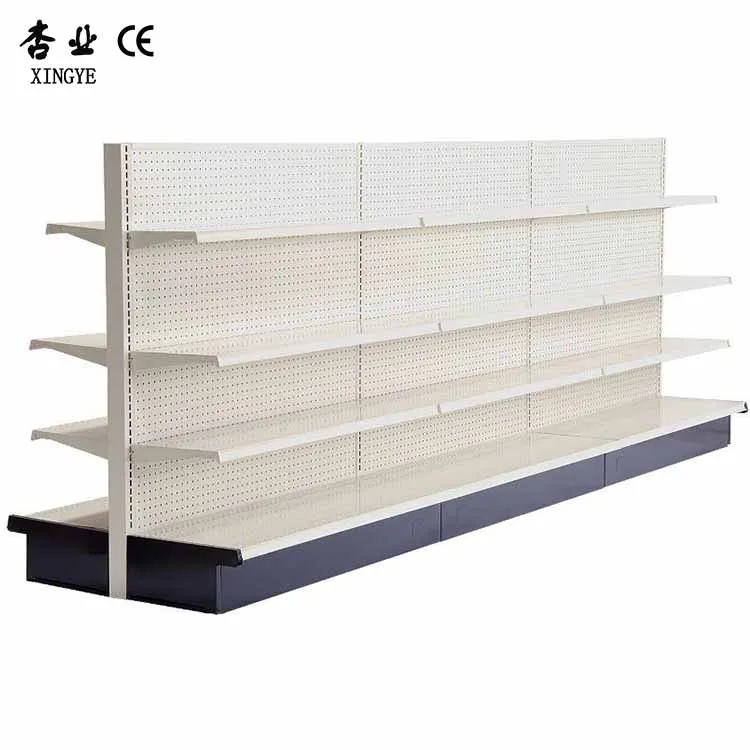 Factory Customized Color Size Double Sided Gondola Shelving Units Gandola Rack Retail Shelving White