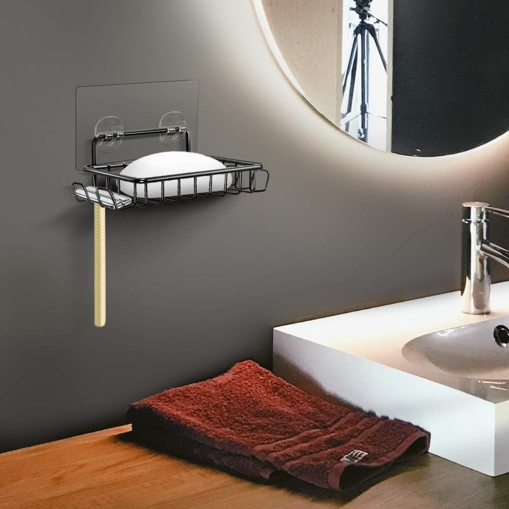 Rustproof Soap Bar Holder Wall Mounted 4.2 Ounces Stainless Steel with 2 Shower Hooks