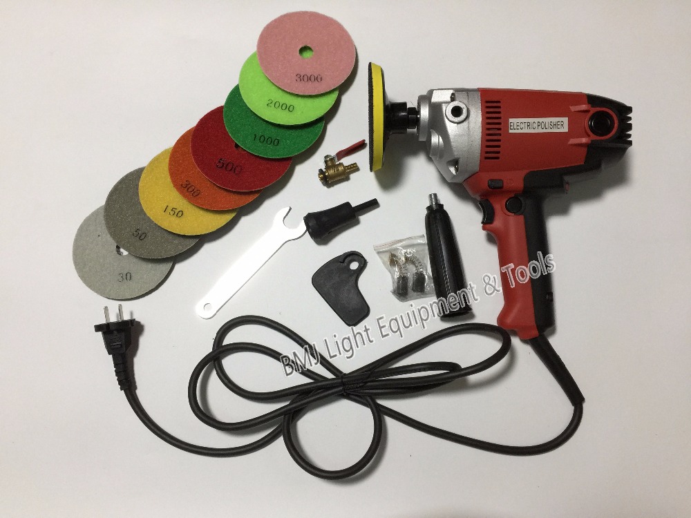  electric wet stone polisher hand grinder water mill variable speed with 8 units wet polishing pad 220v 900W  4 inch (3)
