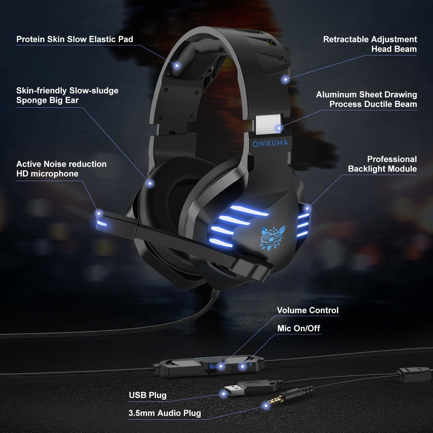 Onikuma K17 50mm 2.2m Onikuma K17 Stereo Gaming Headset