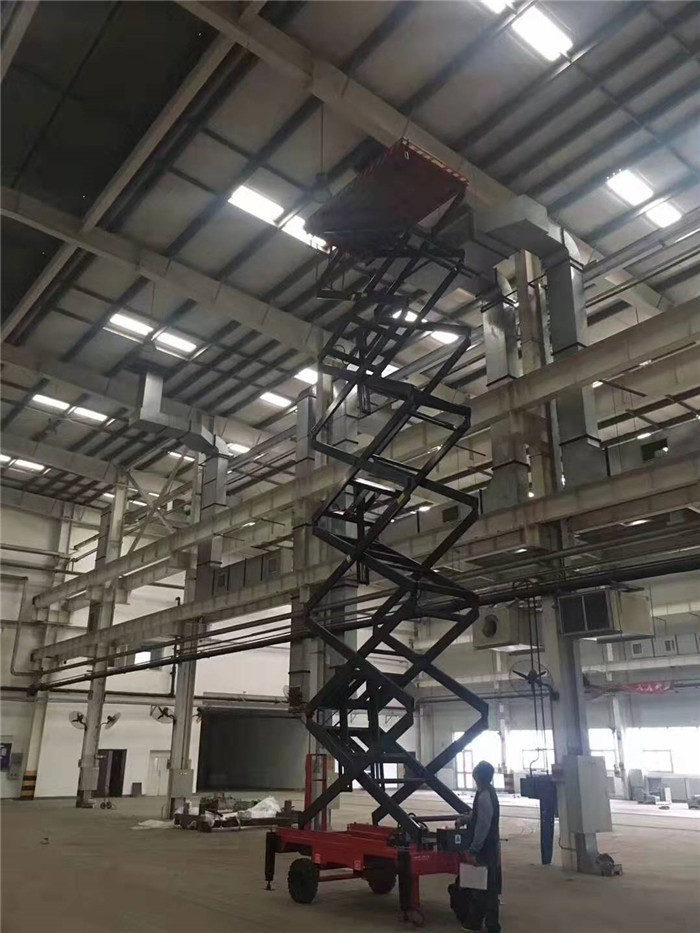 Indoor/Outdoor Aerial Working Platform Motorized Wheel Walking Mobile Scissor Lift