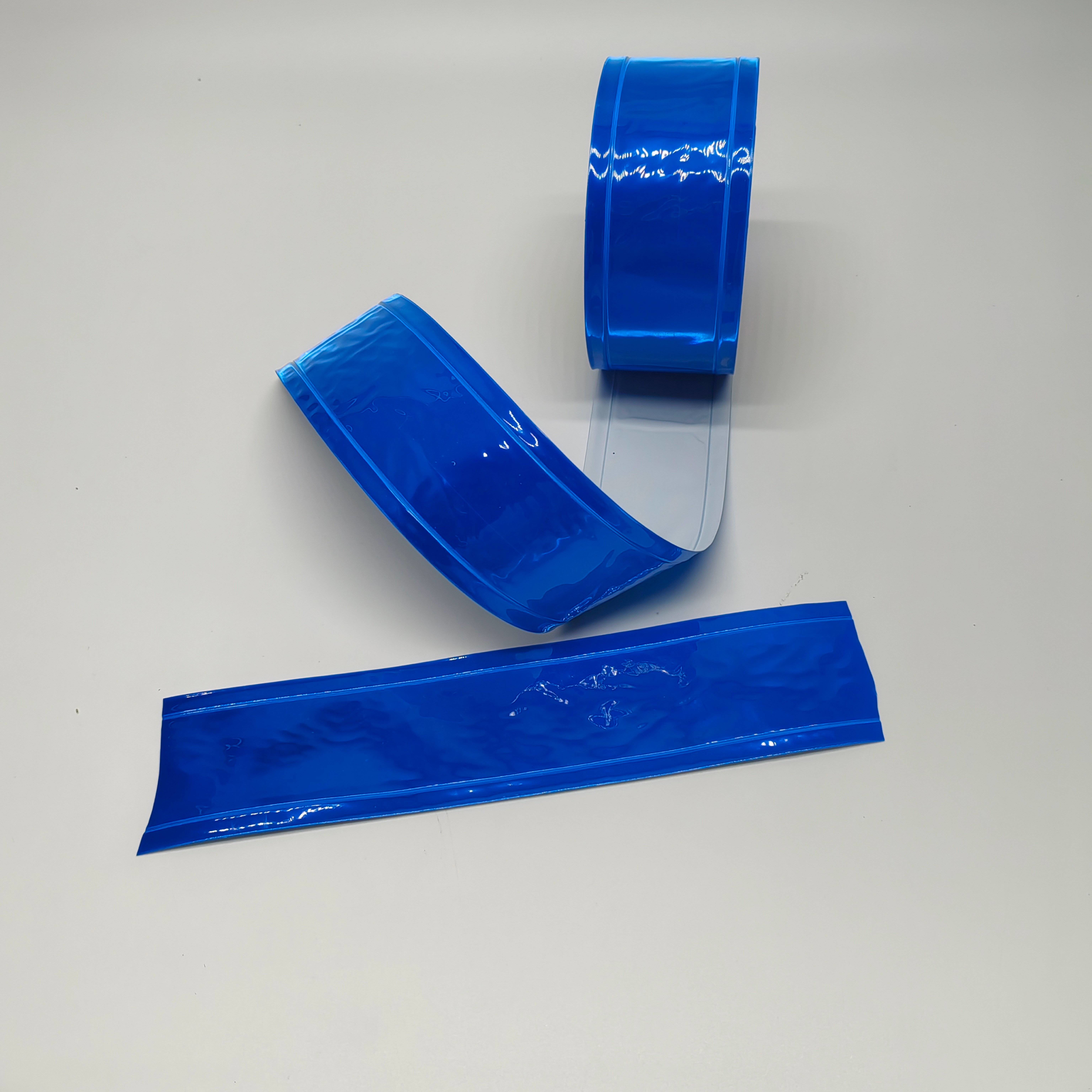Custom High Visibility Sew On Blue PVC Reflective Tape For Clothing Safety Tape Traffic Sign