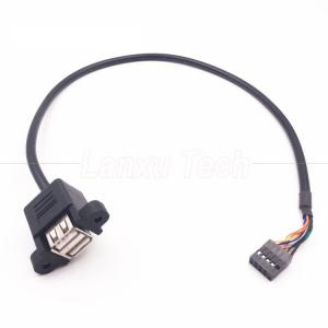 Dual USB Type A 2 Ports Panel Mount USB to Dupont 9 Pin Header Connector Wire