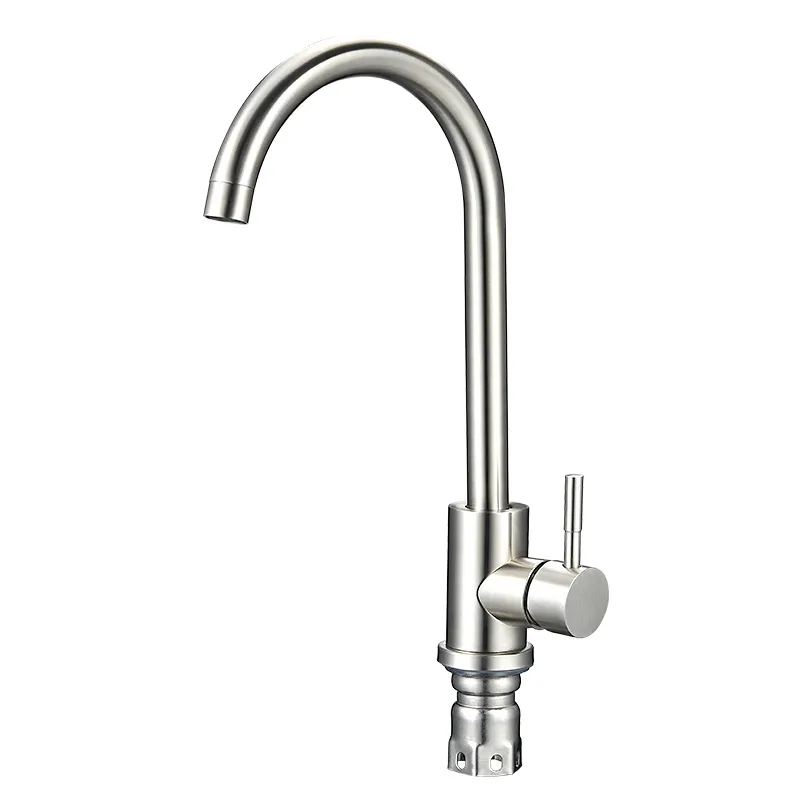 304 Stainless Steel Flexible Pull Out Down Kitchen Mixer Tap Modern Silver Sink Faucet