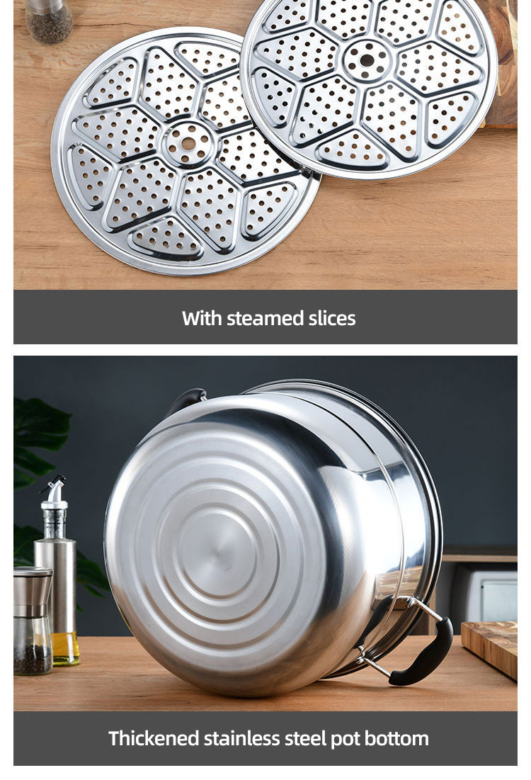 Steamer Pot Oem Hot Selling Large Stainless Steel 2/3 Layer Restaurants Kitchenware Soup Pot Food Steamer Pot With Steamer
