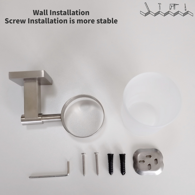 Sturdy Hotel Bathroom Toothbrush Holder With Frosted Glass Cup