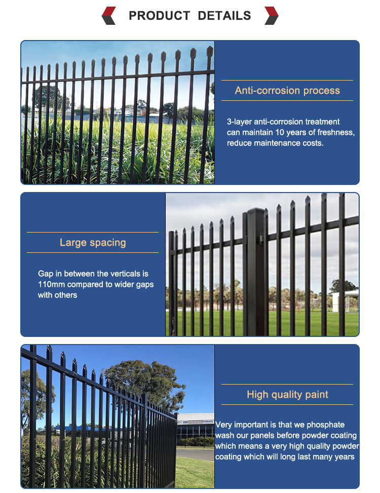 6 Ft Tall Powder Coated Tubular Fencing For Garden