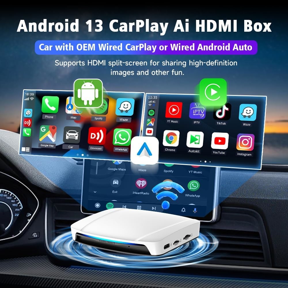 CPC200-TBox UHD Carplay Andriod Auto to Multimedia Play Carlink TBox UHD HDMI Wireless Ai Box 64Gb