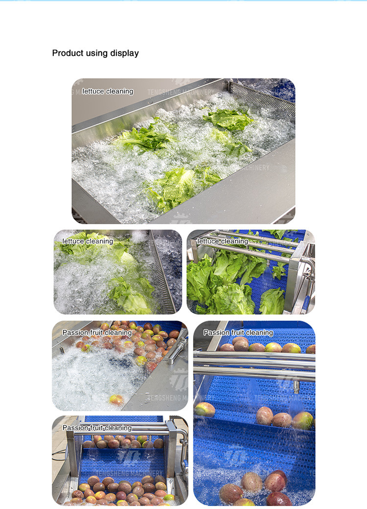 380V Integrating Spinach Washing Machine , Blasting Isolating Potato Cleaning Machine