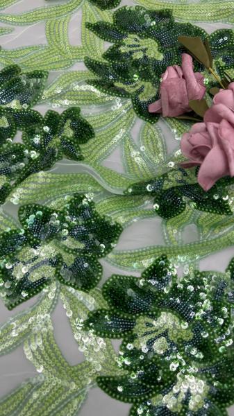 100% Polyester 3D Floral Fabric Sequin Elegant Shine Mesh Lace Fabric Luxury