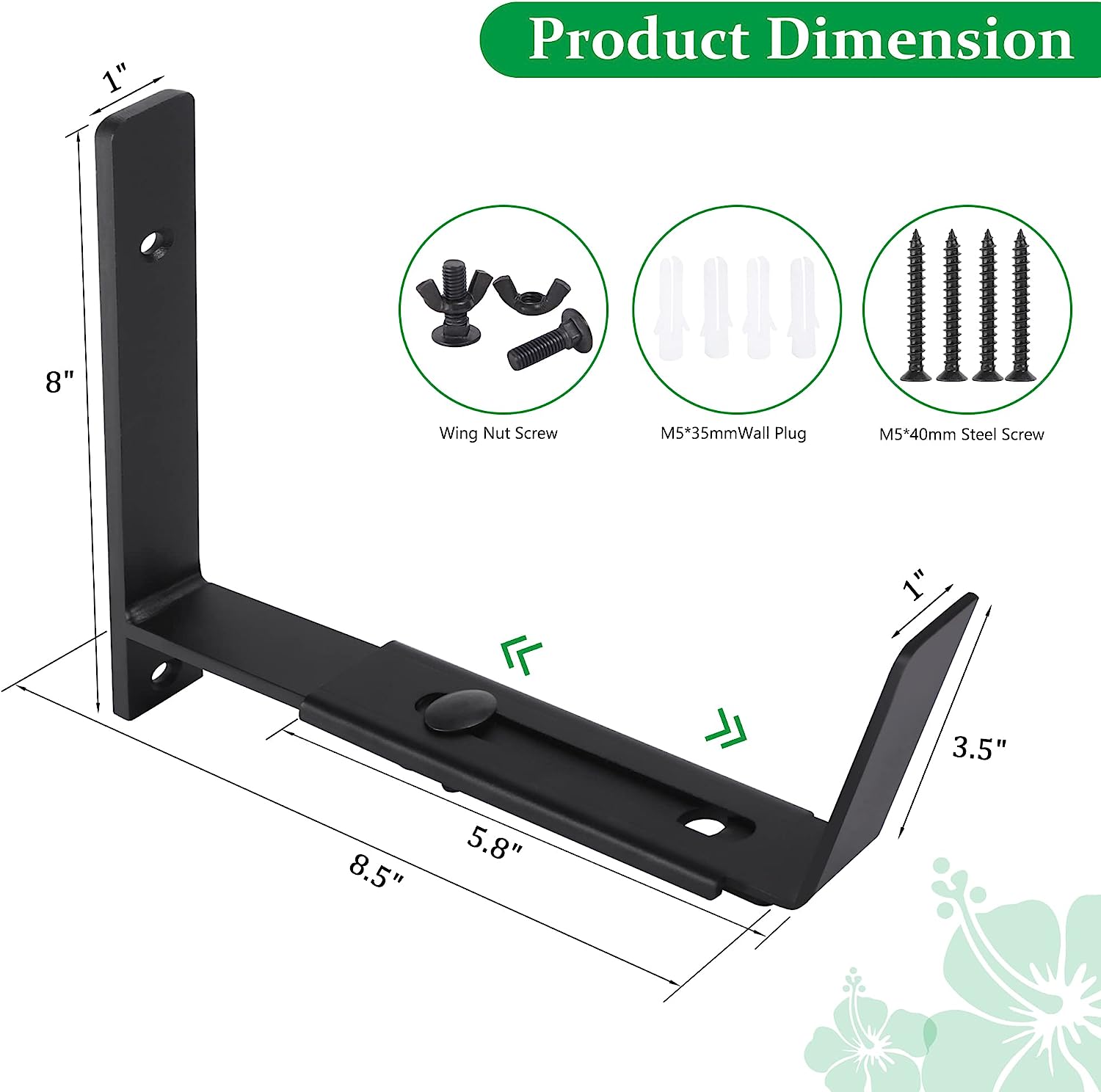 Standard Adjustable Planter Box Bracket 6 to 12 Inches for Window Boxes and Planters