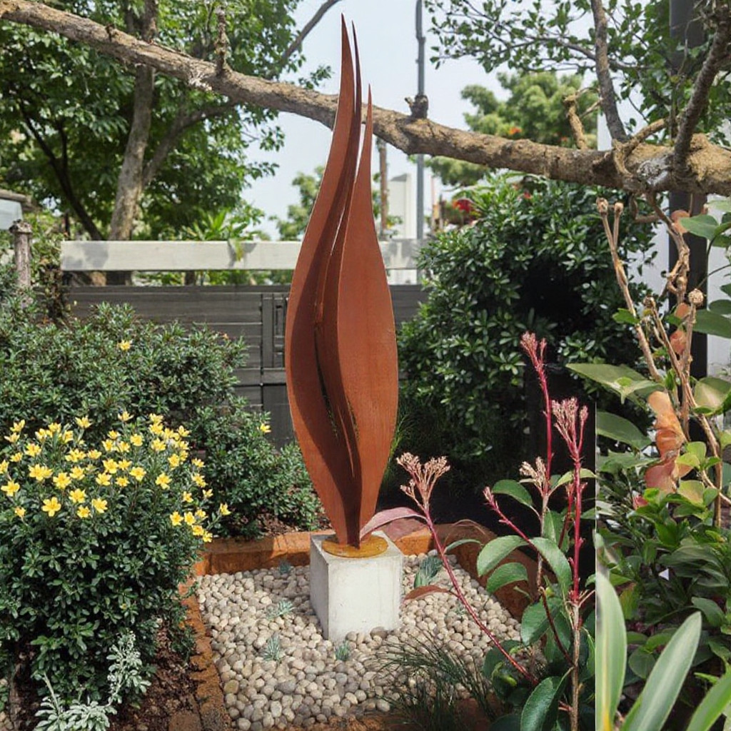 Rusty Weathering Metal Art Abstract Sculpture Modern Corten Steel Welding Technique