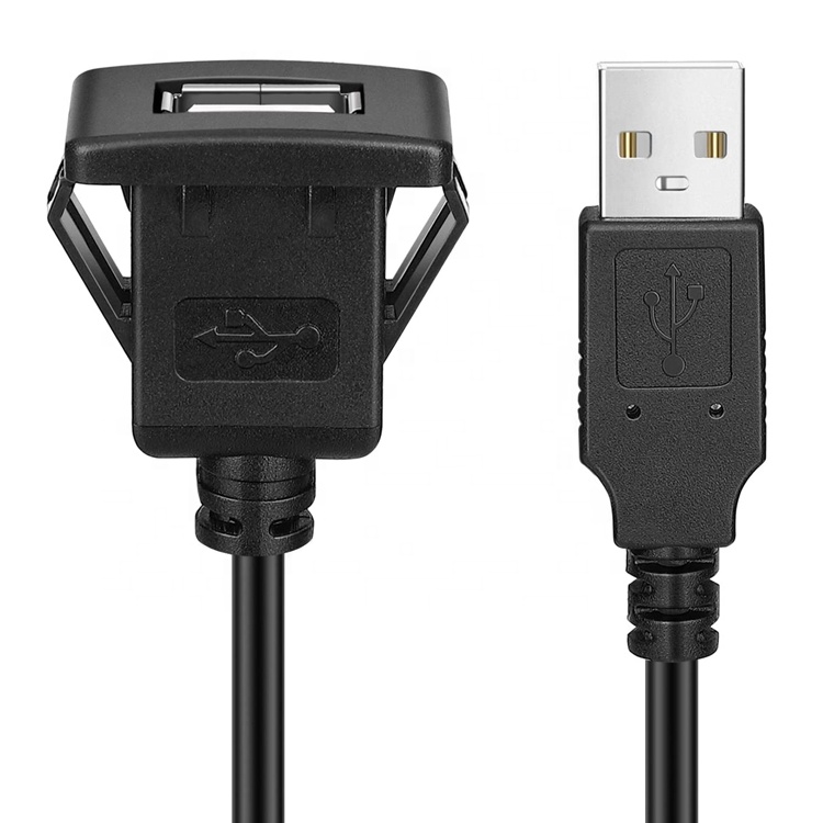 Snap Socket Dashboard Panel Male to Female USB Flush Mount Extension Cable