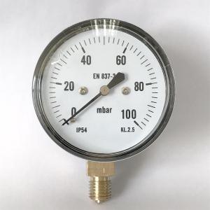  ABS Capsule Pressure Gauge Radial Mount 100 Mbar Bellows Manometer Manufactures