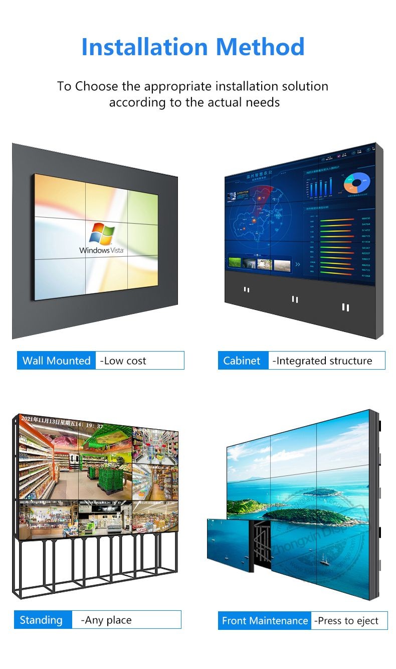 Panel Size 55 inch 1.8mm Pixel Pitch LCD Video wall Bracket for TV Wall Background Mounting