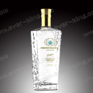 Transparent Embossing Luxury Spirits Tequila Rectangular Bottle