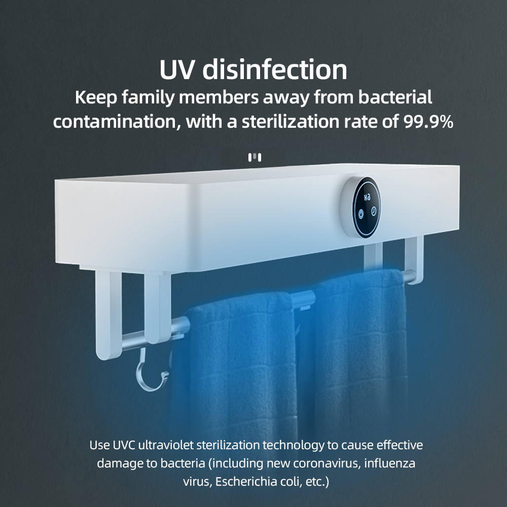 White Color Towel Rack With UV Sterilizer Warmer Heating Drying Functions