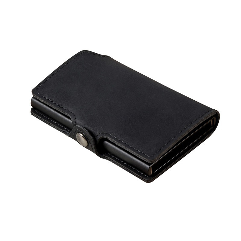 Vintage Style RFID Blocking Steel Wallet With Retractable ID Card Holder And Gift Box