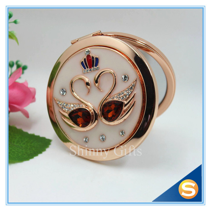 Shinny Gifts Personalized Metal Collection Compact Mirror For Wedding Souvenir