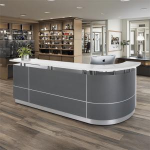 Artificial Stone Countertop, Front Desk Painting Process, Curved Reception Desk,