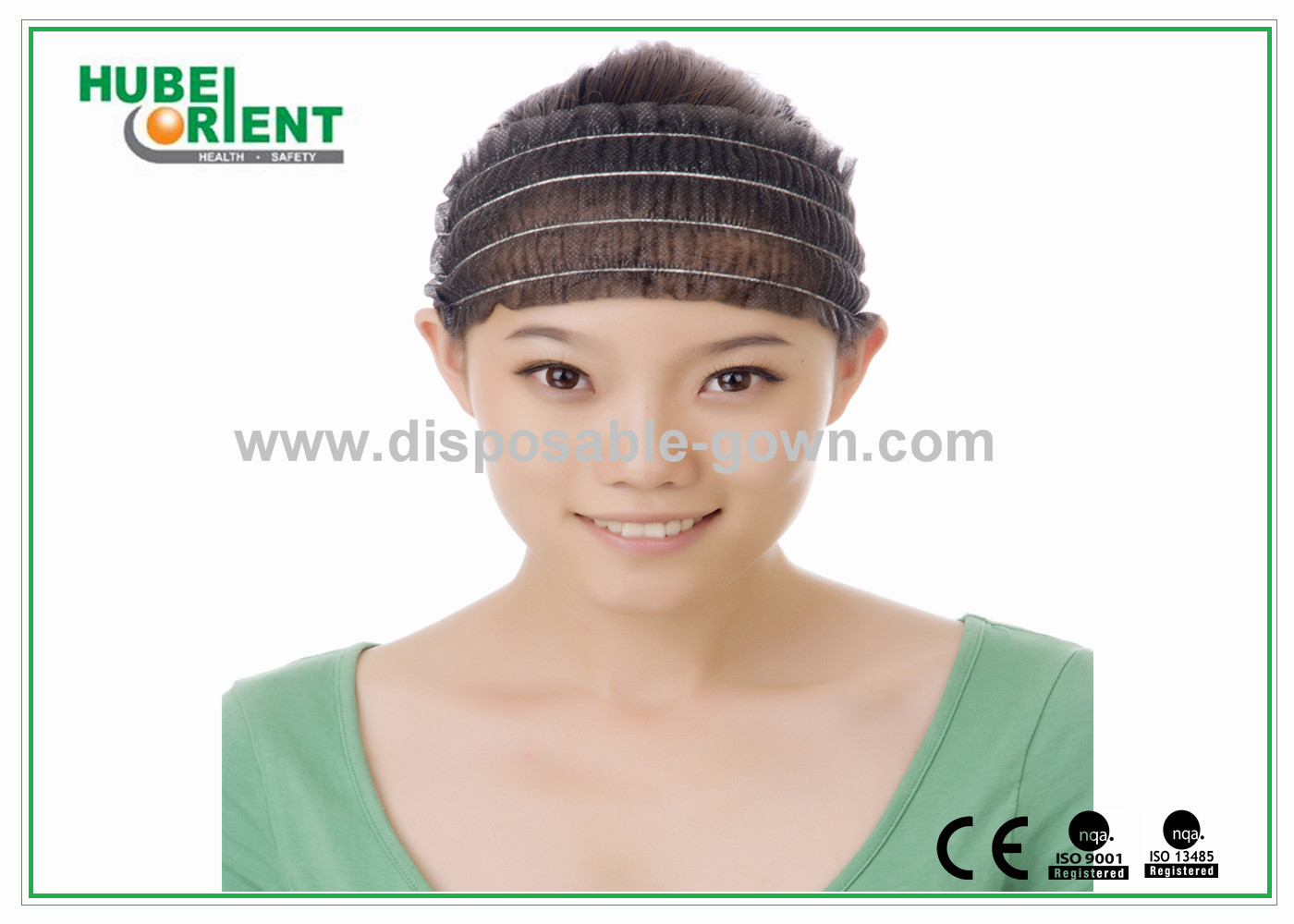 White Non-Woven Elastic Disposable Hair Band / Head Band Latex Free
