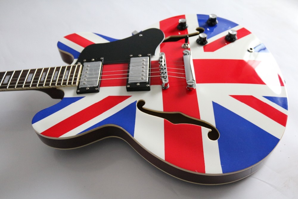 Custom shop ES335 union jack design electric guitar Free shipping