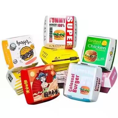 Customized Different Shape Fast Food Grade Kraft Paper Burger Boxes Recyclable