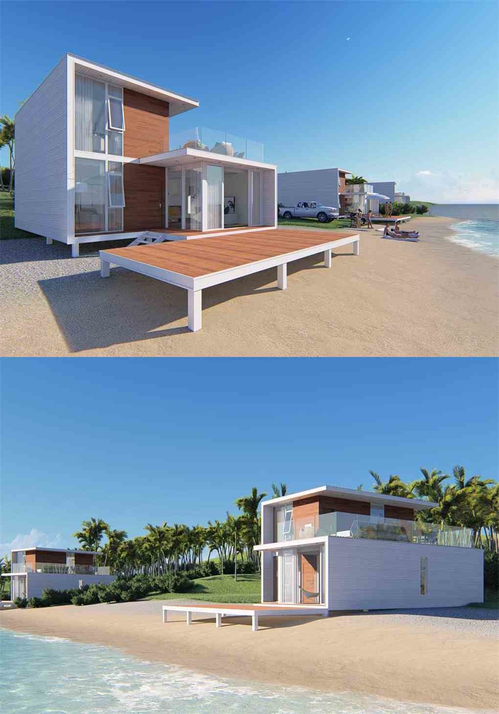 Fresh Prefabricated Summer House , Wooden Cottage House Shock Resistance