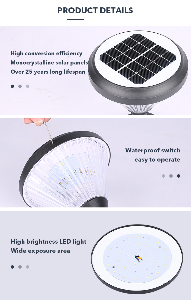 3000k LED Solar Lawn Garden Lights With 2000mAh Battery For Pathway Outdoor Decor