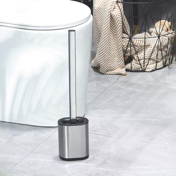 Stainless Steel Compact Bathroom TPR Toilet Brush Holder Set With Hot European
