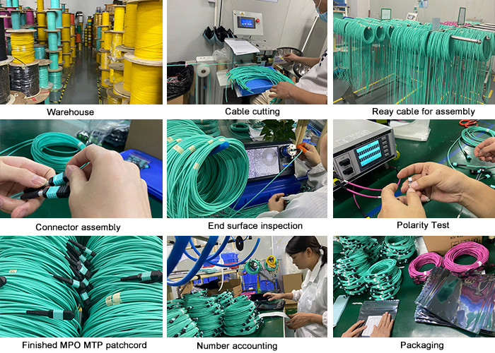 8 Cores 12 Cores 24 Cores MPO MTP Fiber Optic Patchcord OS2 Yellow TypeB LSZH