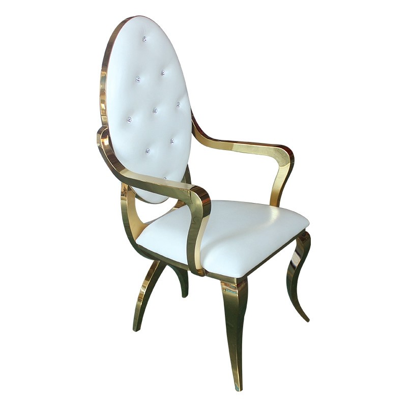 Popular bride and groom chair big oval back chair gold X leg for wedding event